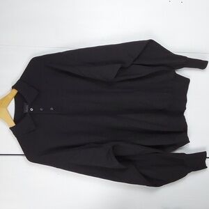 E-Luxe Evergreen Mens Polo Black all Wool Button Sweater Luxury Collar Sz.XL